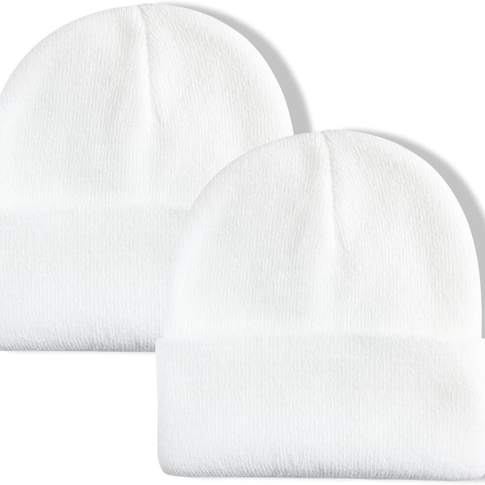 2 PCS Beanie for Men Women Unisex Knit Cuffed Plain Winter Beanies Hats Skull Ca